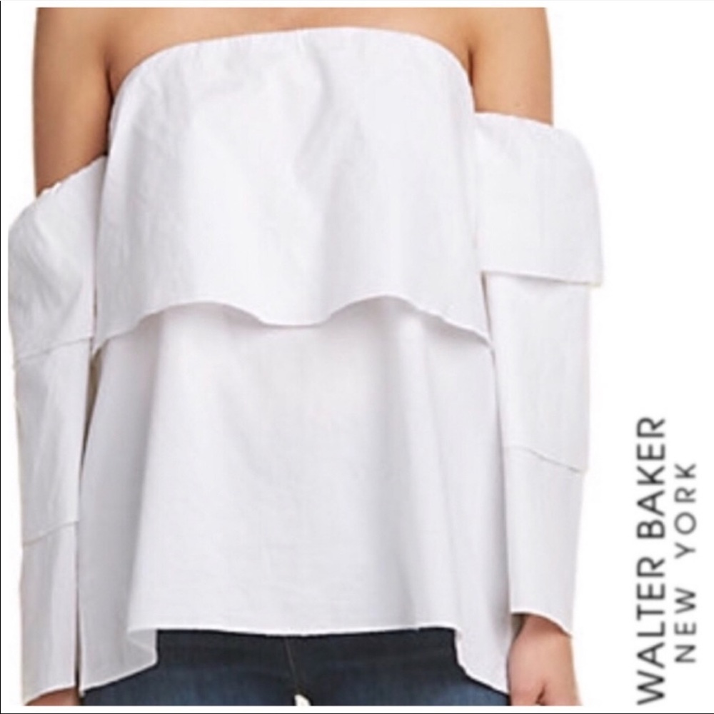 Walter Baker Off the Shoulder /cold shoulder ruffles blouse white cotton size S